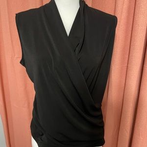 Banana Republic Black Sleeveless Wrap Blouse
